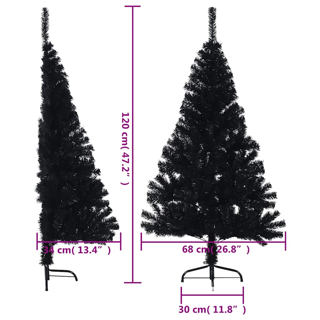 Kunstkerstboom met standaard half 120 cm PVC zwart is nu te koop bij PeponiXL, paradijselijk wonen!