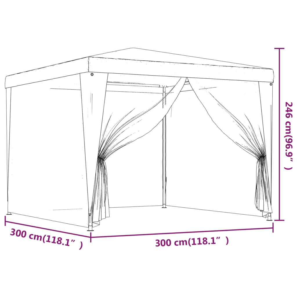 Partytent met 4 mesh zijwanden 3x3 m HDPE antracietkleurig is nu te koop bij PeponiXL, paradijselijk wonen!