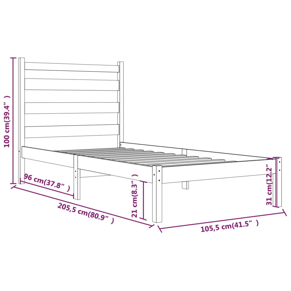 Bedframe massief grenenhout wit 100x200 cm is nu te koop bij PeponiXL, paradijselijk wonen!