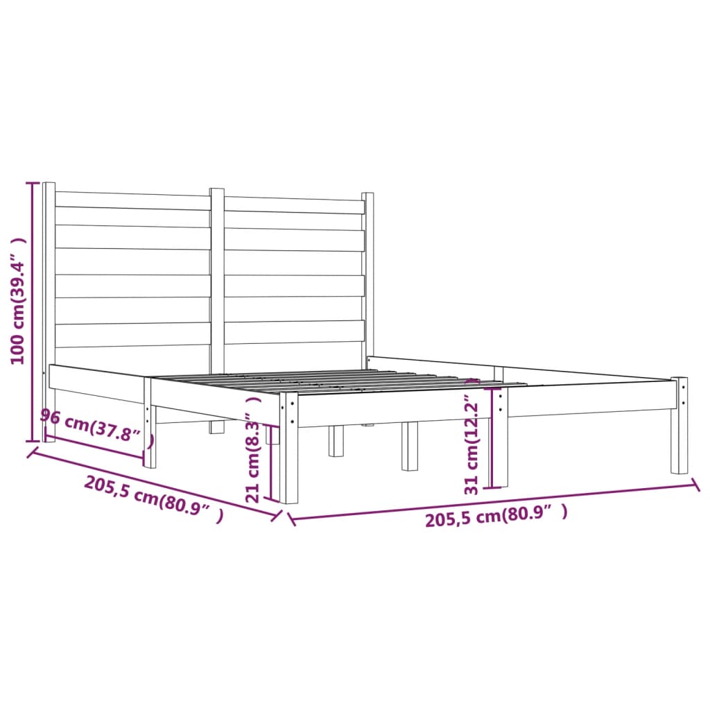 Bedframe massief grenenhout grijs 200x200 cm is nu te koop bij PeponiXL, paradijselijk wonen!