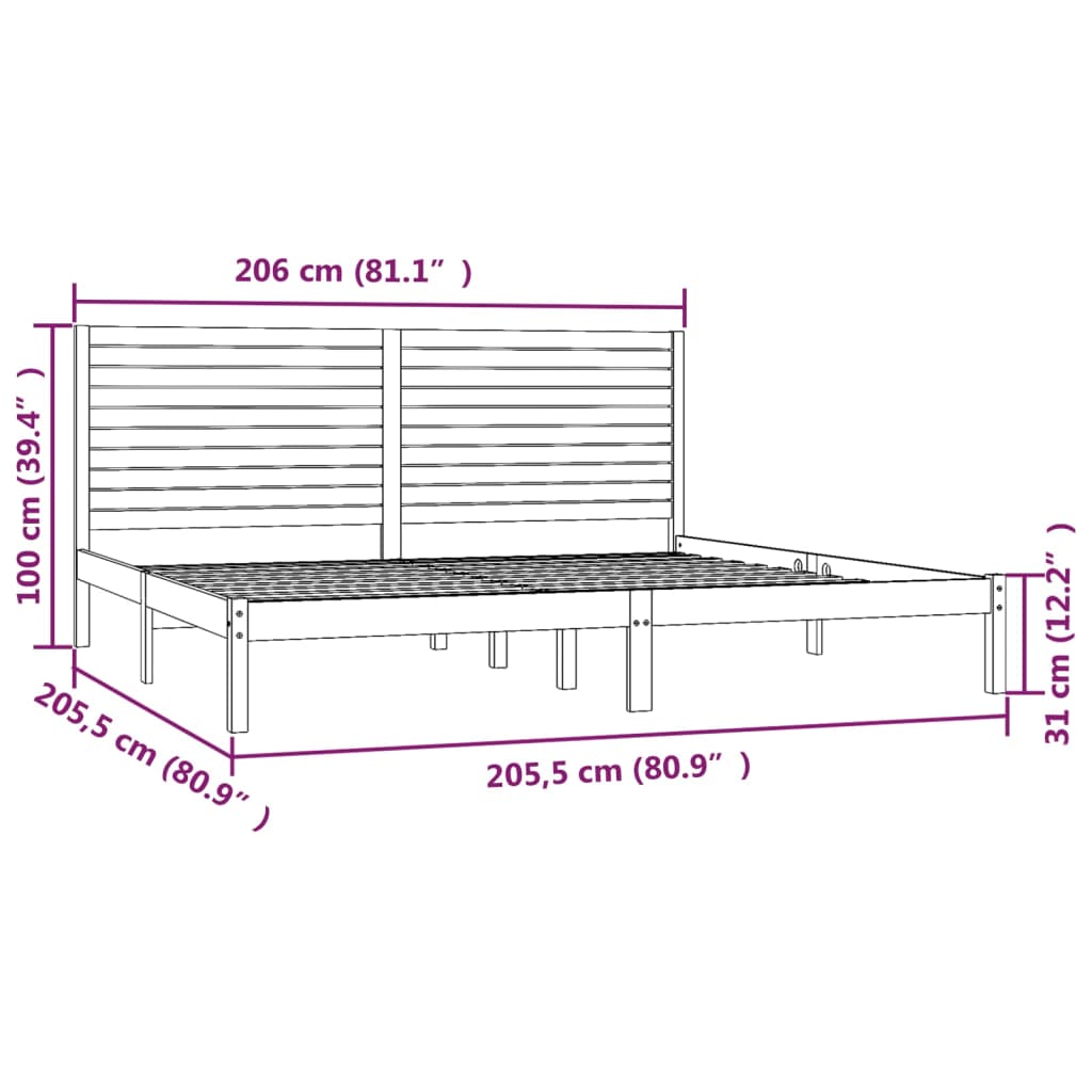 Bedframe massief hout 200x200 cm is nu te koop bij PeponiXL, paradijselijk wonen!