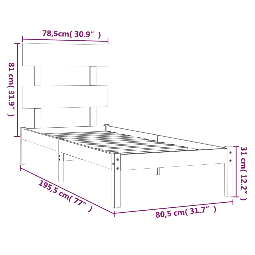 Bedframe massief hout 75x190 cm is nu te koop bij PeponiXL, paradijselijk wonen!