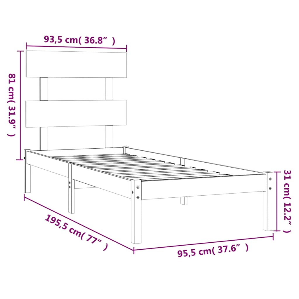 Bedframe massief hout wit 90x190 cm is nu te koop bij PeponiXL, paradijselijk wonen!