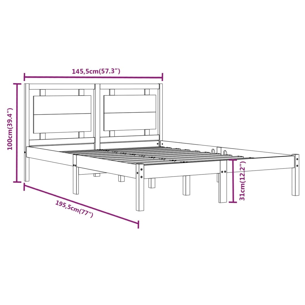 Bedframe massief hout 140x190 cm is nu te koop bij PeponiXL, paradijselijk wonen!