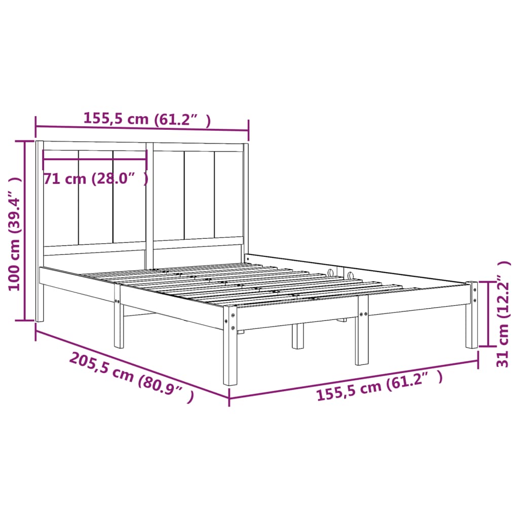 Bedframe zonder matras massief grenenhout 150x200 cm is nu te koop bij PeponiXL, paradijselijk wonen!