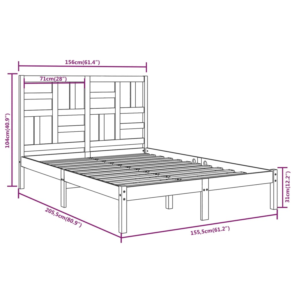 Bedframe massief hout wit 150x200 cm is nu te koop bij PeponiXL, paradijselijk wonen!