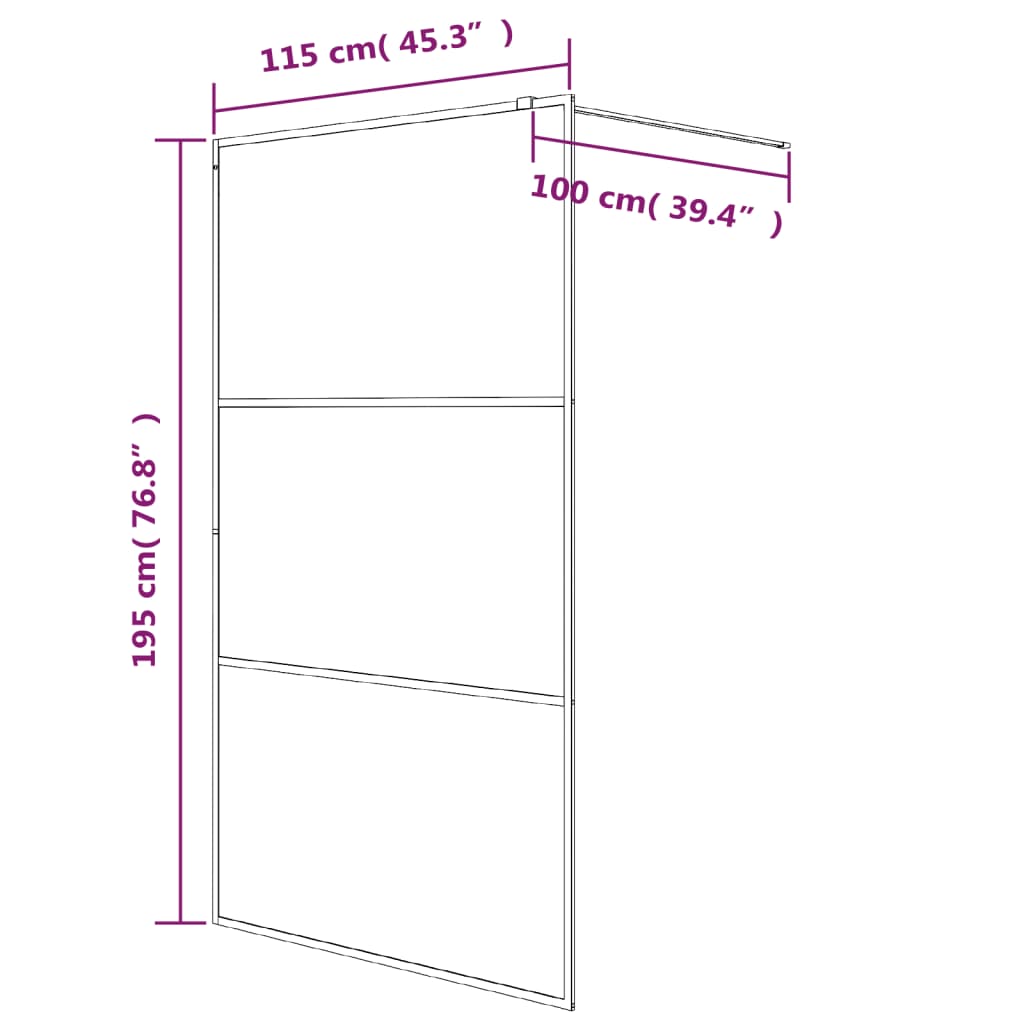 Inloopdouchewand 115x195 cm transparant ESG-glas zwart is nu te koop bij PeponiXL, paradijselijk wonen!