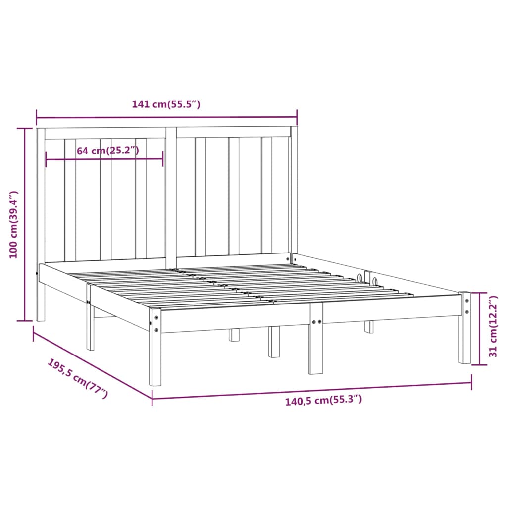 Bedframe zonder matras massief grenenhout 135x190 cm is nu te koop bij PeponiXL, paradijselijk wonen!