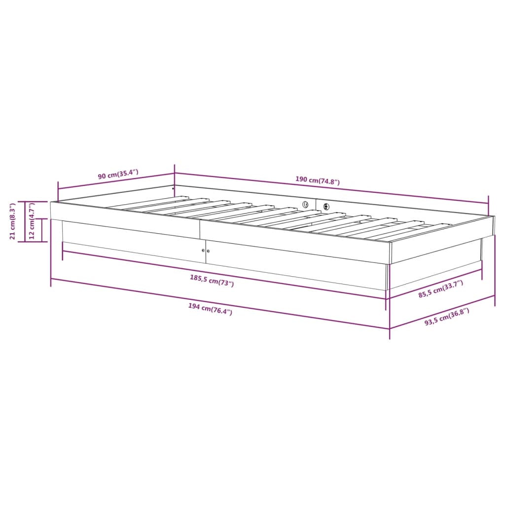 Bedframe massief hout wit 90x190 cm is nu te koop bij PeponiXL, paradijselijk wonen!