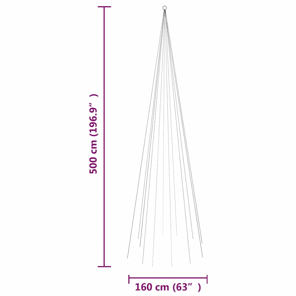 Vlaggenmast kerstboom 732 LED's warmwit 500 cm is nu te koop bij PeponiXL, paradijselijk wonen!