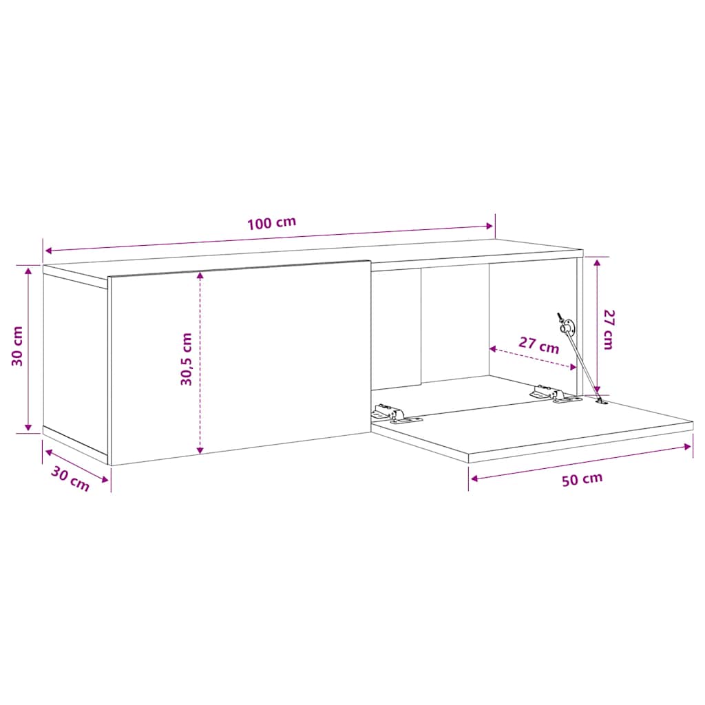 Tv-wandmeubels 2 st 100x30x30 cm bewerkt hout zwart is nu te koop bij PeponiXL, paradijselijk wonen!