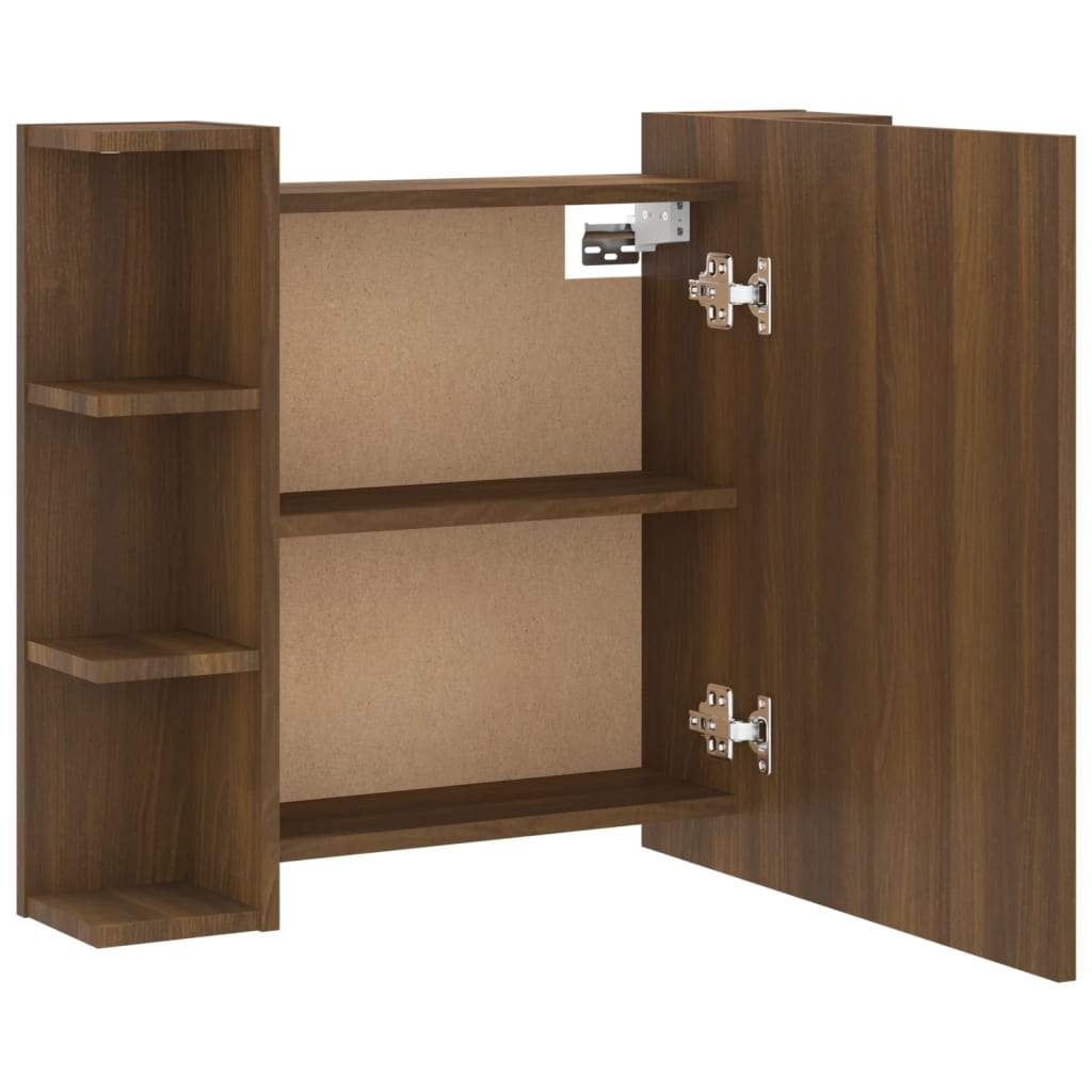 Spiegelkast met LED-verlichting 70x16,5x60 cm bruin eikenkleur is nu te koop bij PeponiXL, paradijselijk wonen!