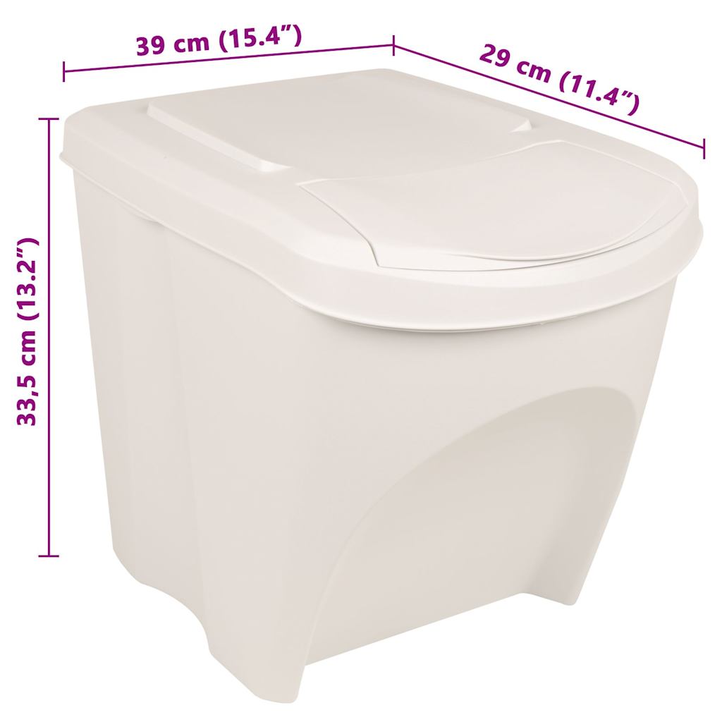Vuilnisbakken 3 st stapelbaar 75 L polypropeen wit is nu te koop bij PeponiXL, paradijselijk wonen!