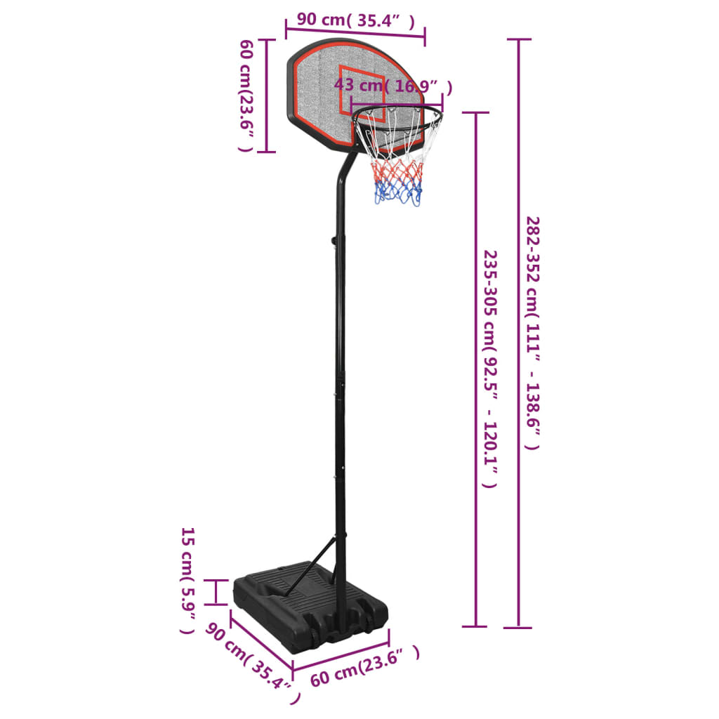 Basketbalstandaard 282-352 cm polyethyleen is nu te koop bij PeponiXL, paradijselijk wonen!