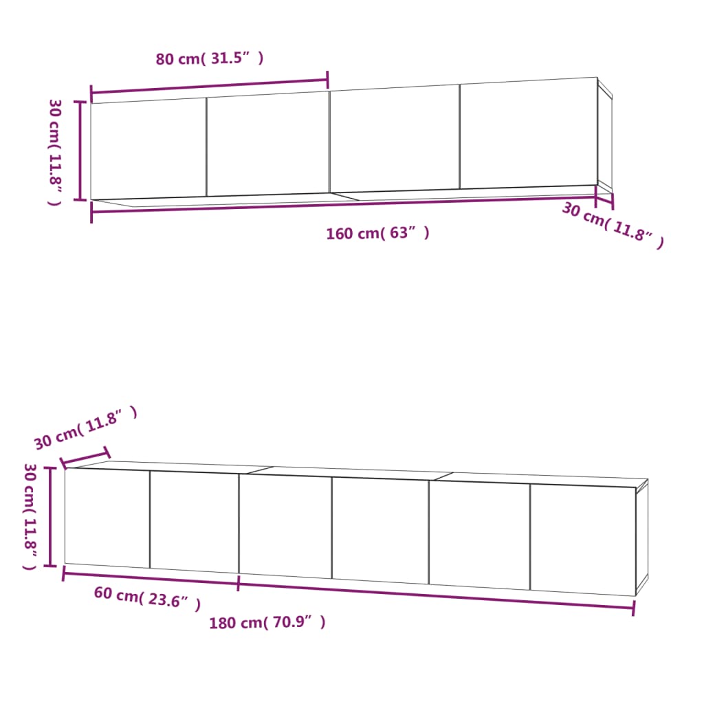5-delige Tv-meubelset bewerkt hout grijs sonoma eikenkleurig is nu te koop bij PeponiXL, paradijselijk wonen!