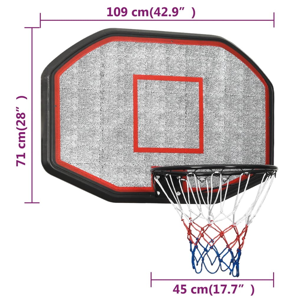 Basketbalbord 109x71x3 cm polyetheen zwart is nu te koop bij PeponiXL, paradijselijk wonen!