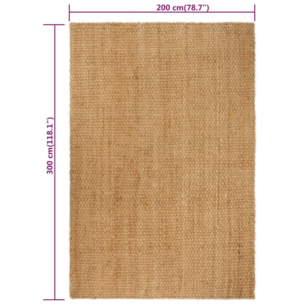 Vloerkleed rechthoekig 200x300 cm jute naturel