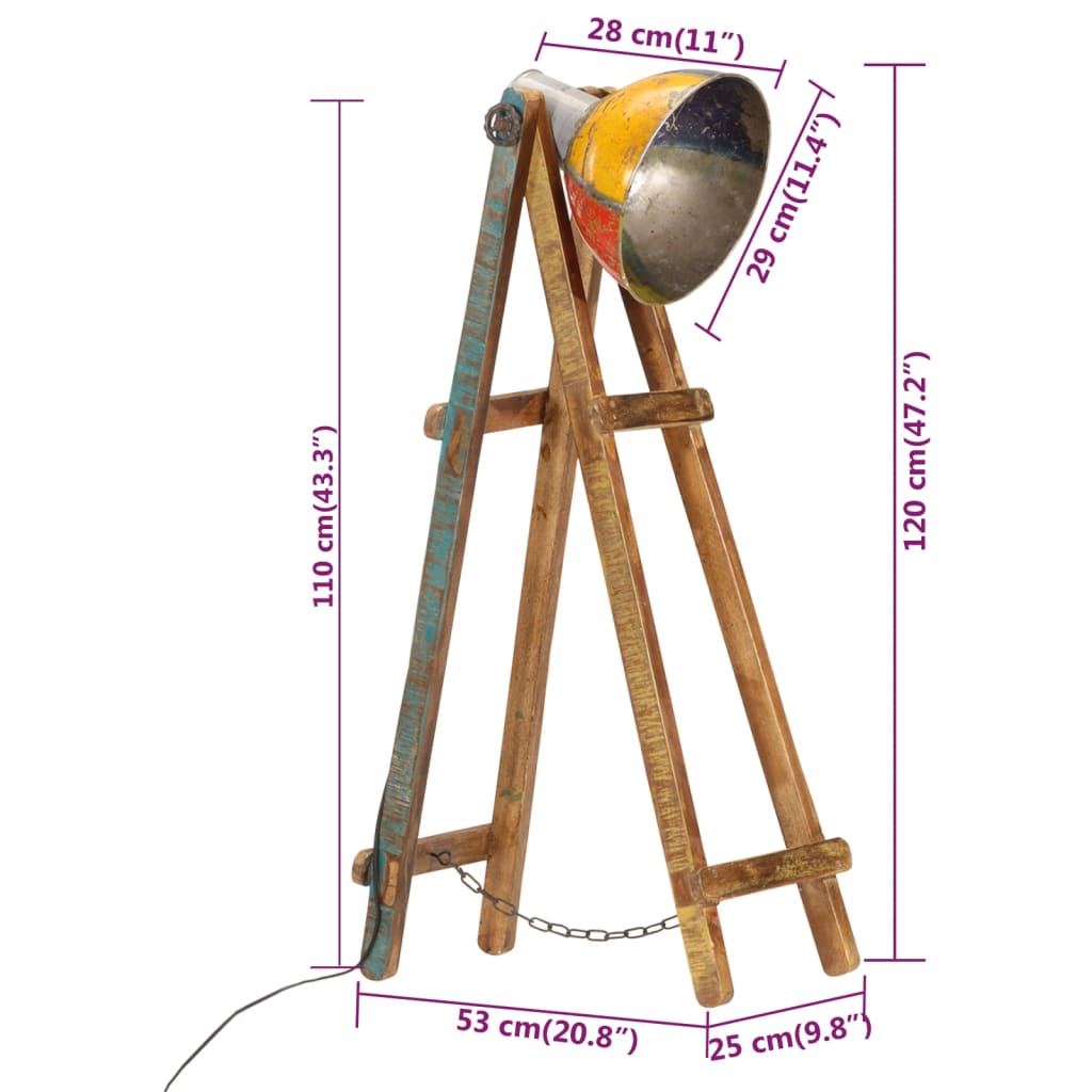 Vloerlamp E27 massief mangohout meerkleurig is nu te koop bij PeponiXL, paradijselijk wonen!