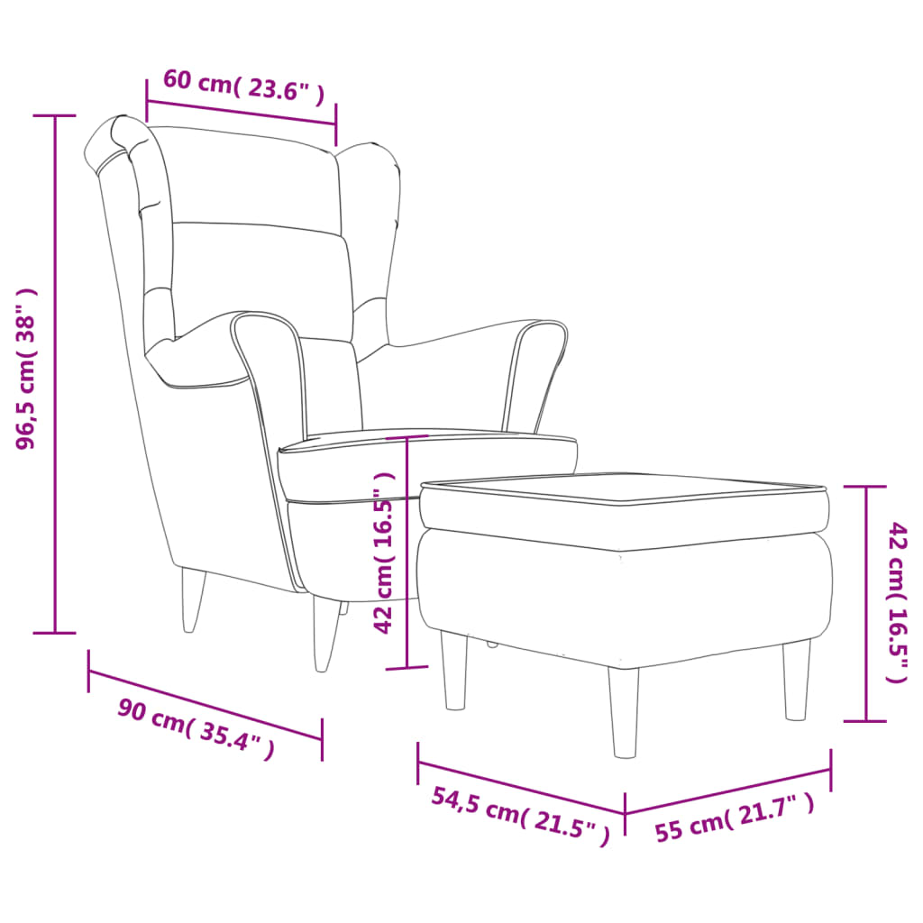Fauteuil met voetenbank fluweel lichtgrijs is nu te koop bij PeponiXL, paradijselijk wonen!
