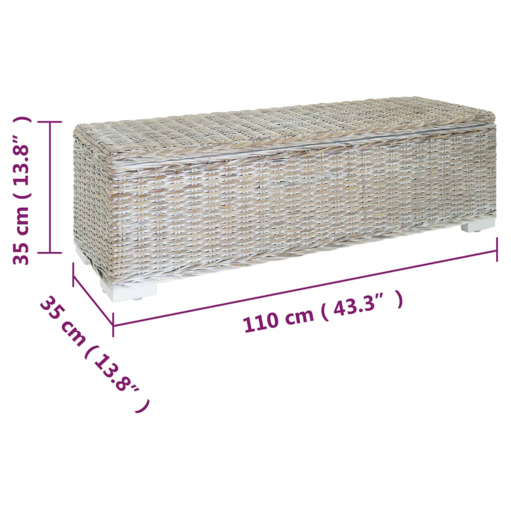 Opbergbox 110 cm natuurlijk kubu rattan & massief mahoniehout wit is nu te koop bij PeponiXL, paradijselijk wonen!