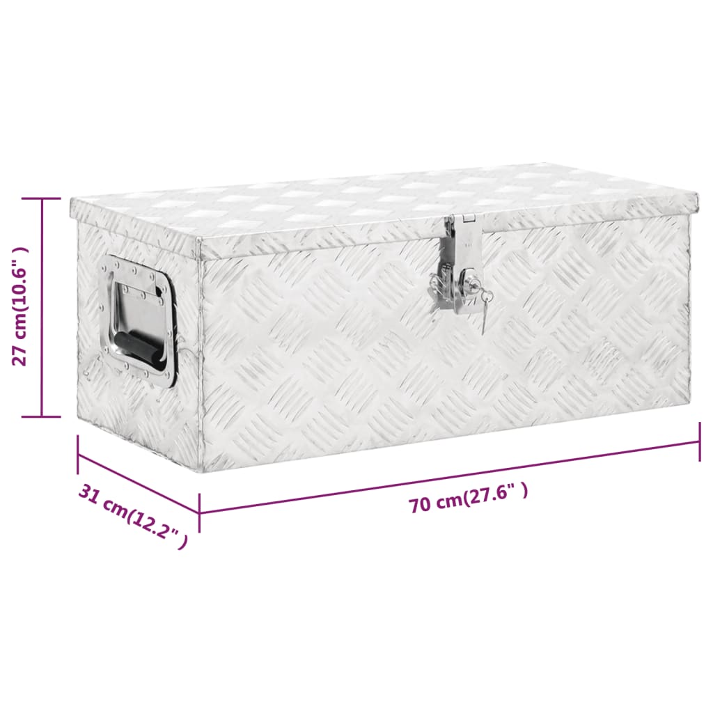 Opbergbox 70x31x27 cm aluminium zilverkleurig is nu te koop bij PeponiXL, paradijselijk wonen!