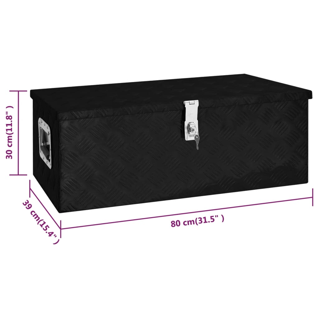 Opbergbox 80x39x30 cm aluminium zwart is nu te koop bij PeponiXL, paradijselijk wonen!