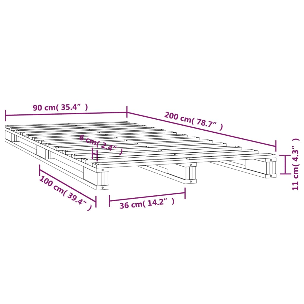Palletbed massief grenenhout wit 90x200 cm is nu te koop bij PeponiXL, paradijselijk wonen!