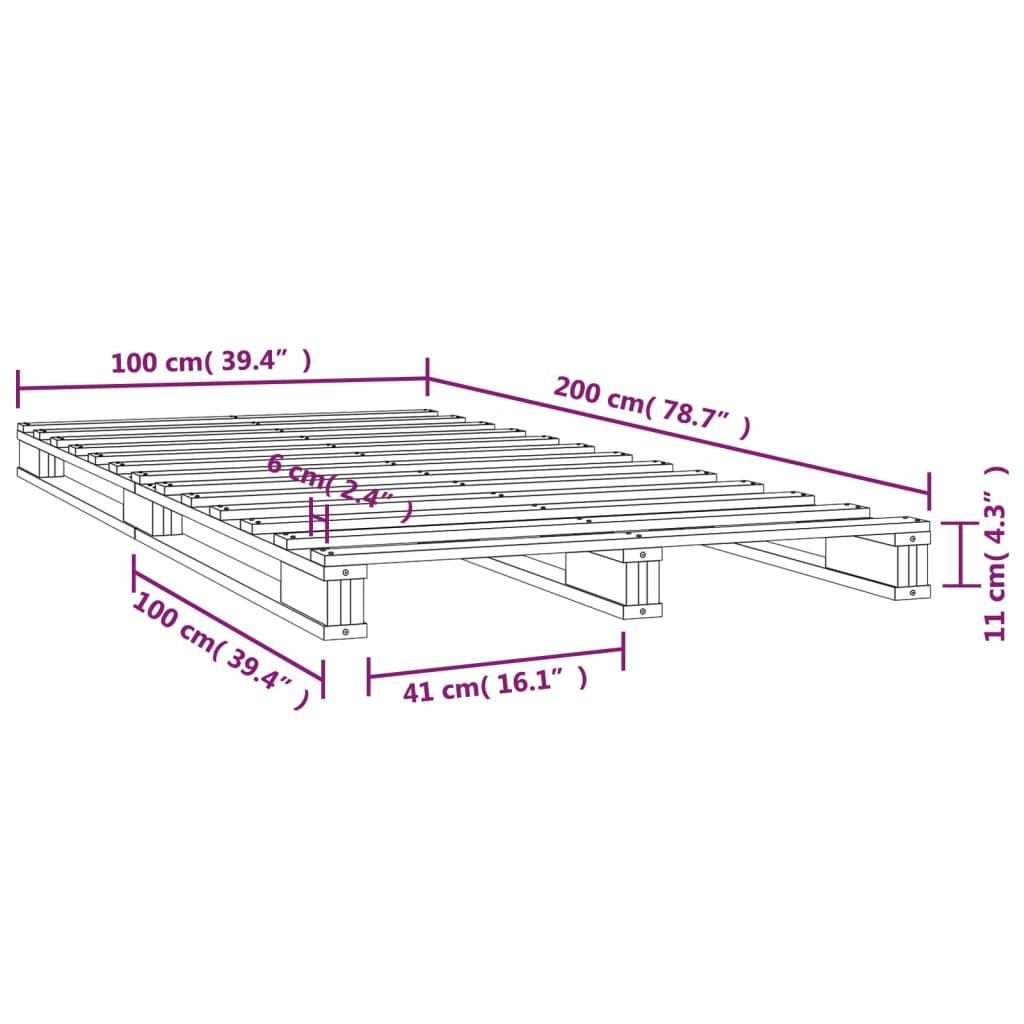 Palletbed massief grenenhout 100x200 cm is nu te koop bij PeponiXL, paradijselijk wonen!