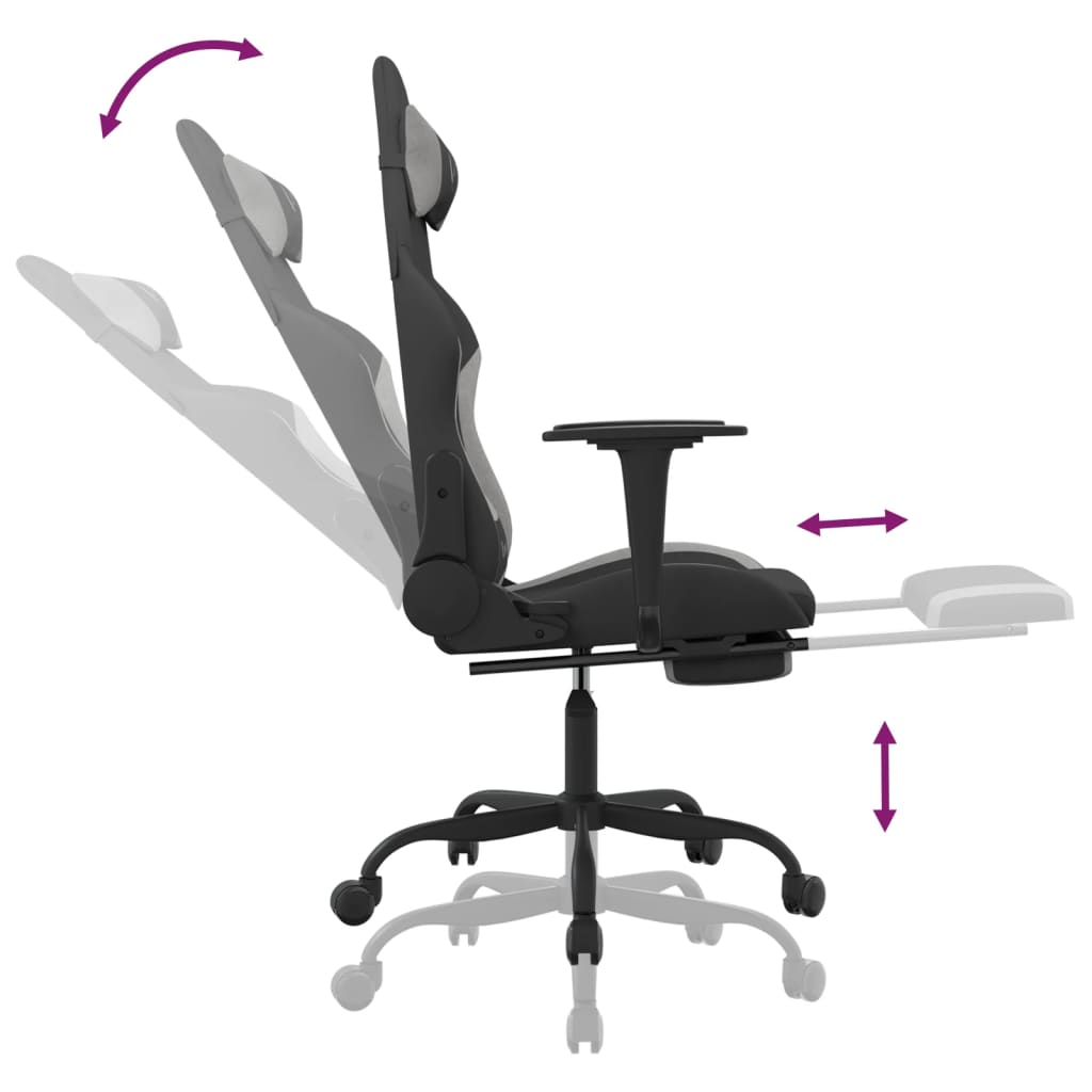 Massage gamestoel met voetensteun stof zwart en lichtgrijs is nu te koop bij PeponiXL, paradijselijk wonen!