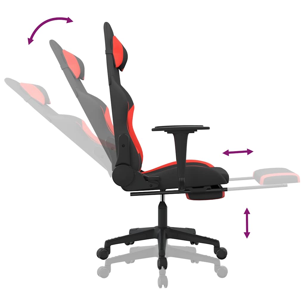 Massage gamestoel met voetensteun stof zwart en rood is nu te koop bij PeponiXL, paradijselijk wonen!