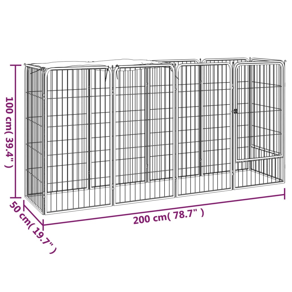 Hondenkennel 10 panelen 50 x 100 cm gepoedercoat staal zwart is nu te koop bij PeponiXL, paradijselijk wonen!