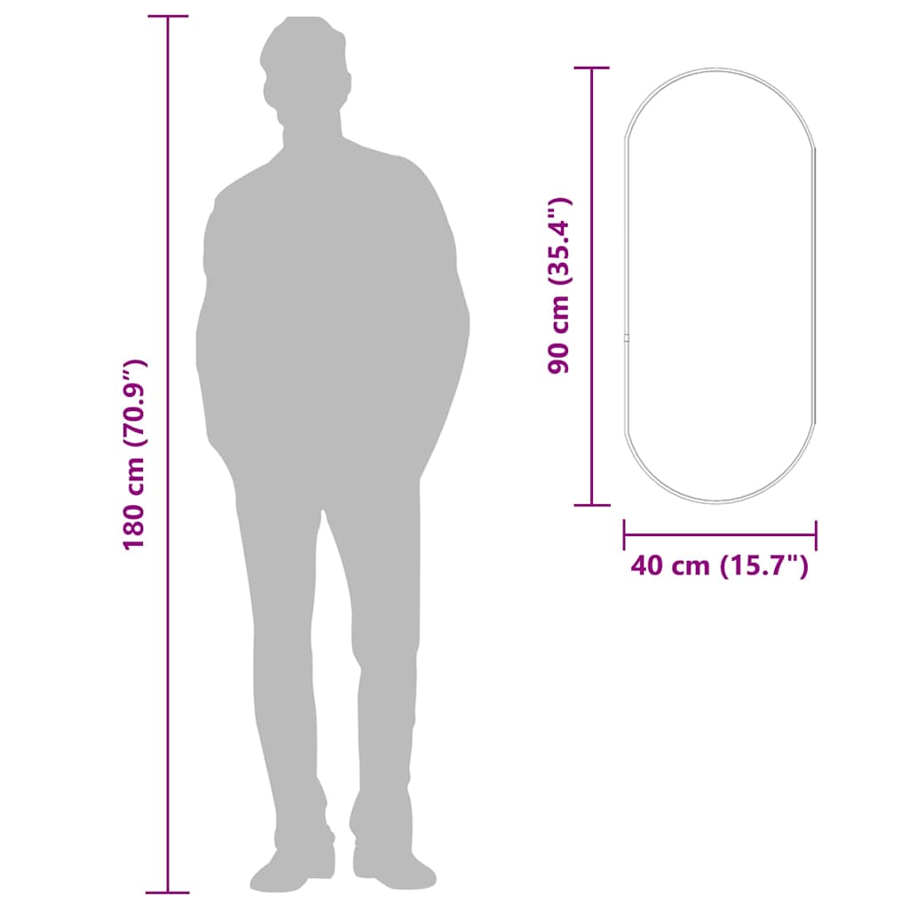 Wandspiegel 90x40 cm ovaal zilverkleurig is nu te koop bij PeponiXL, paradijselijk wonen!