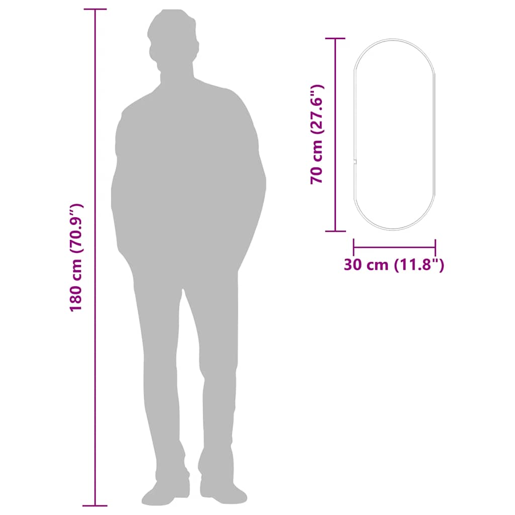 Wandspiegel 70x30 cm ovaal zwart is nu te koop bij PeponiXL, paradijselijk wonen!