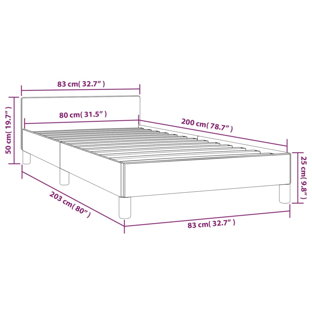 Bedframe met hoofdeinde zonder matras 80x200 cm stof crème is nu te koop bij PeponiXL, paradijselijk wonen!