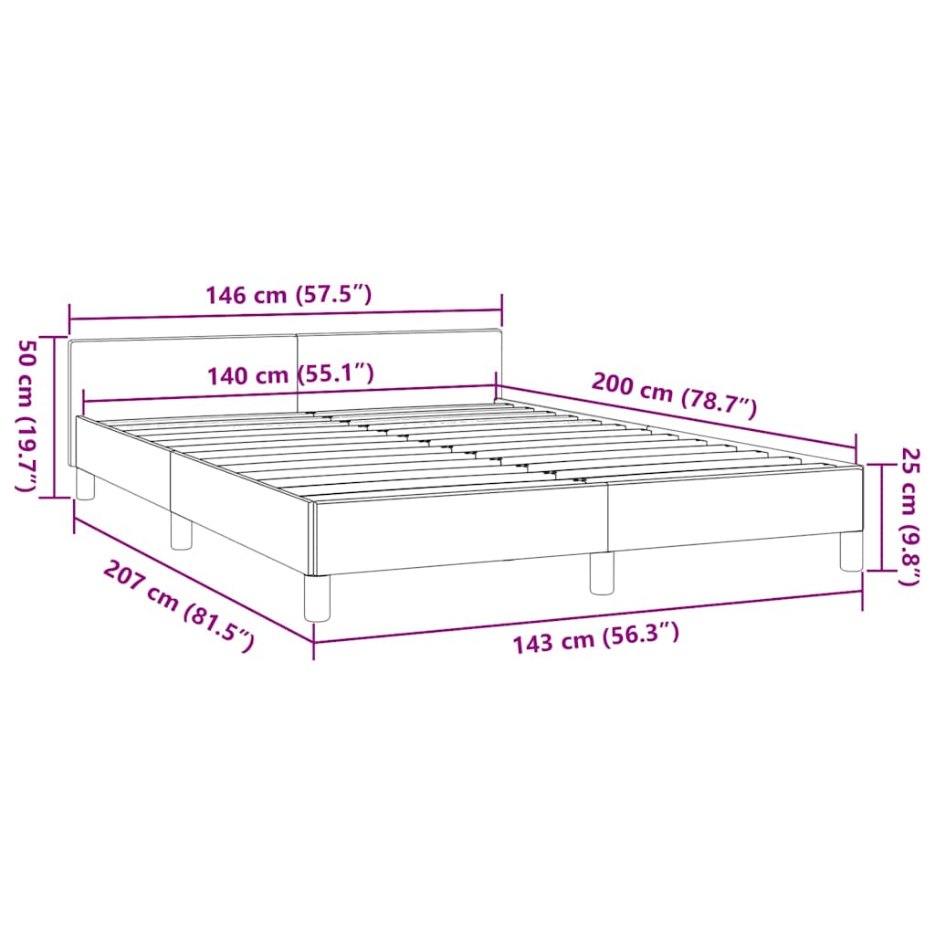 Bedframe met hoofdeinde zonder matras 140x200 cm stof blauw is nu te koop bij PeponiXL, paradijselijk wonen!