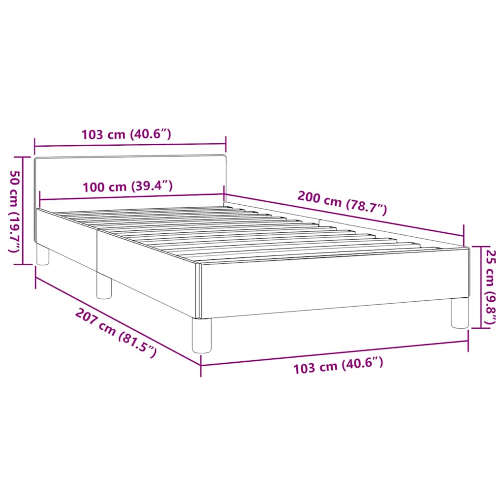 Bedframe met hoofdeinde zonder matras 100x200 cm crèmekleurig is nu te koop bij PeponiXL, paradijselijk wonen!