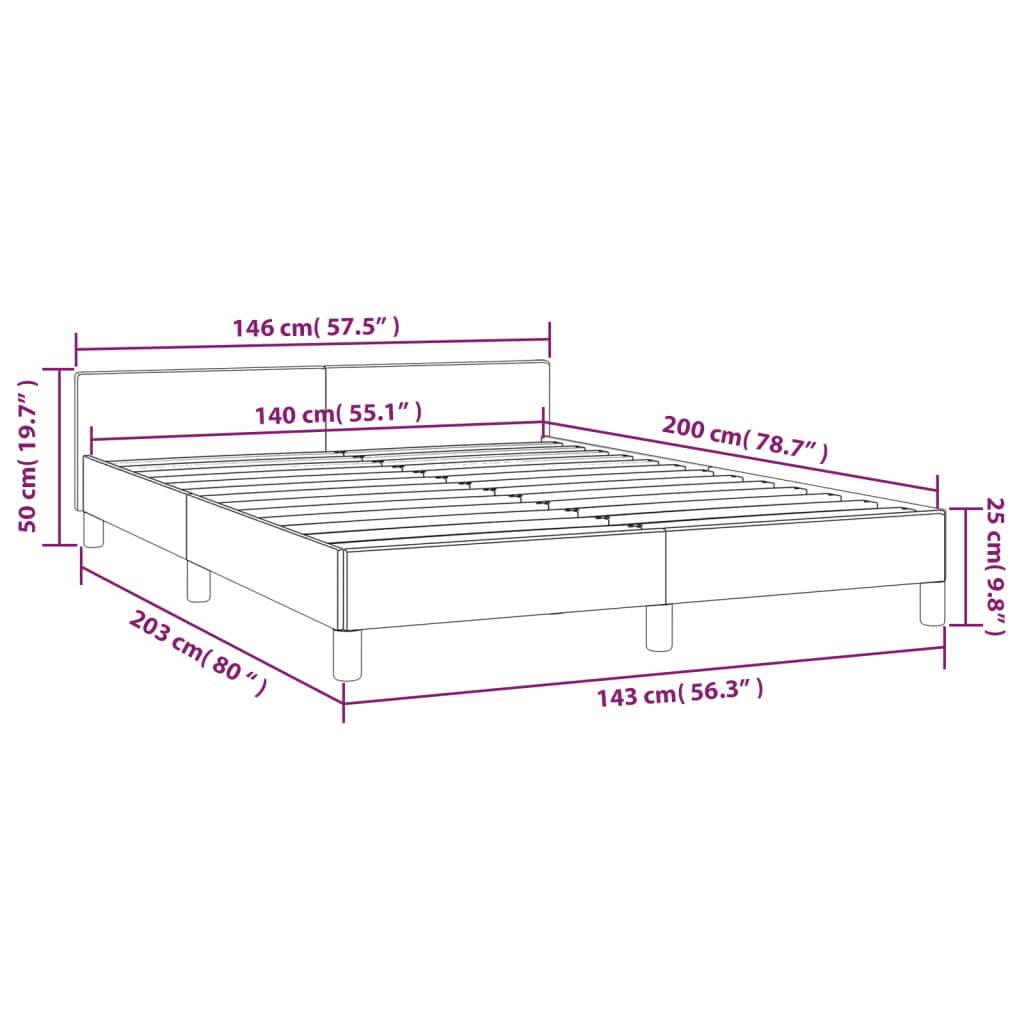 Bedframe met hoofdeinde zonder matras 140x200 cm zwart is nu te koop bij PeponiXL, paradijselijk wonen!