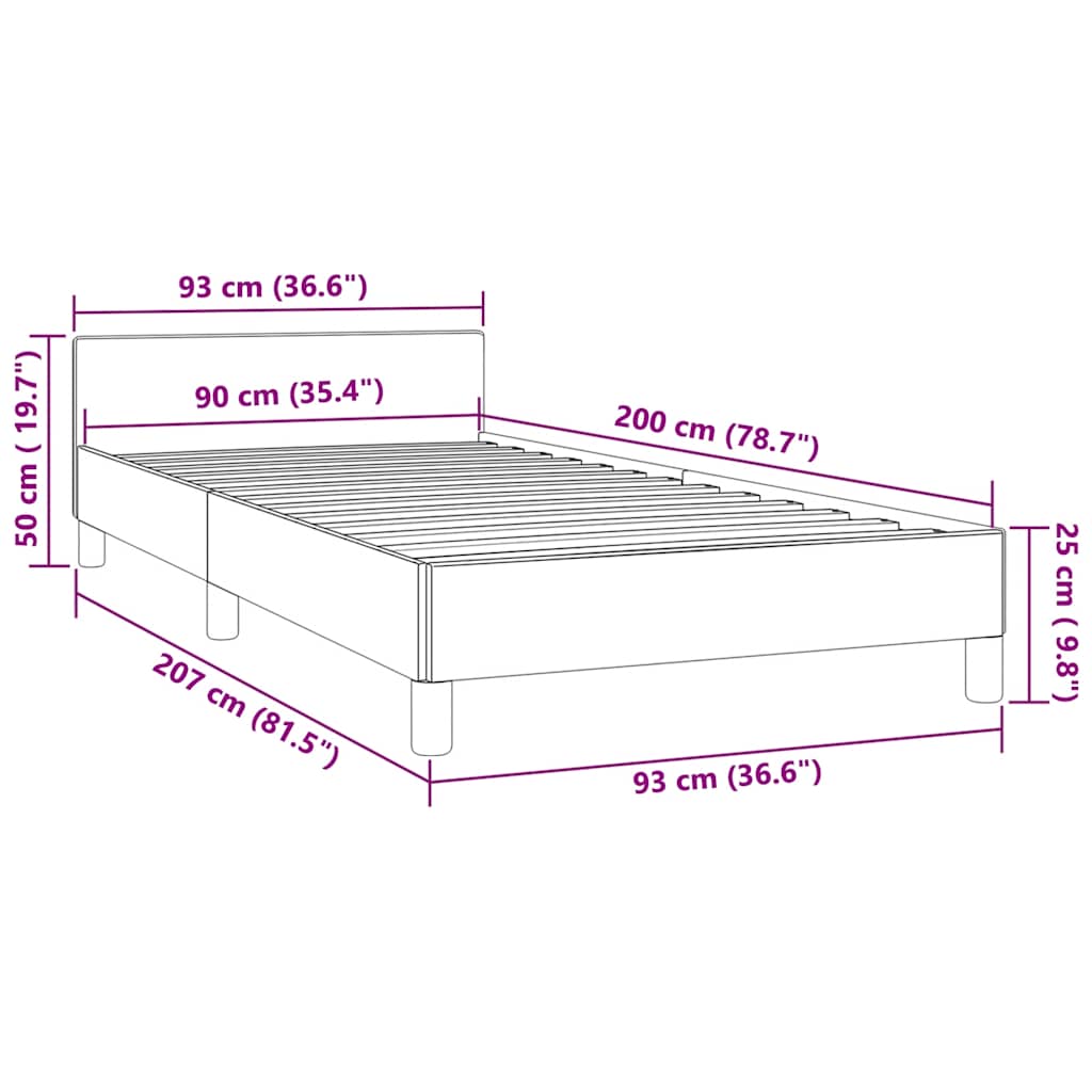 Bedframe met hoofdeinde zonder matras 90x200 cm fluweel roze is nu te koop bij PeponiXL, paradijselijk wonen!