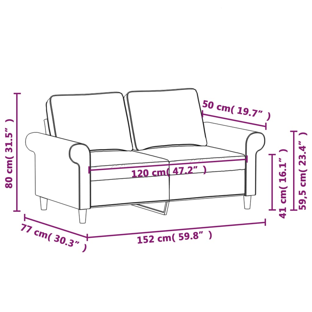 Tweezitsbank 120 cm stof lichtgrijs