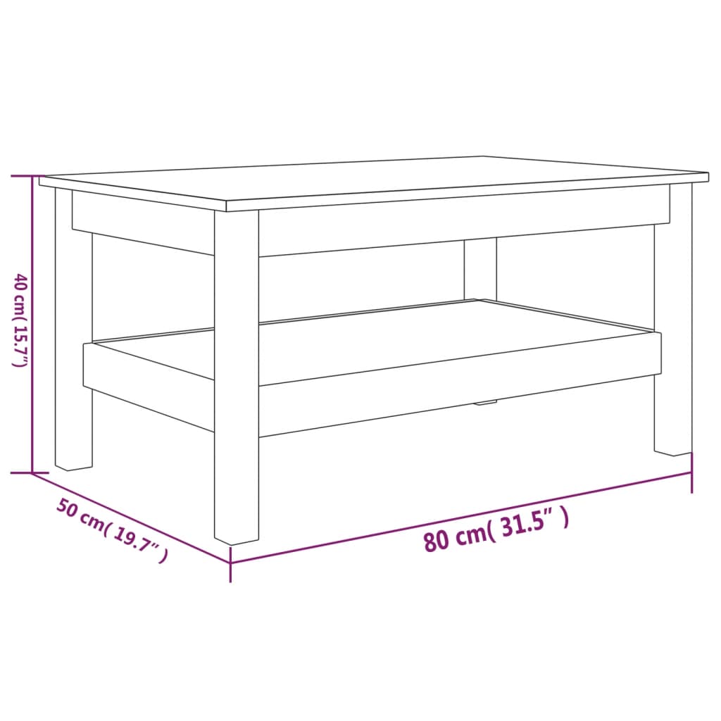 Salontafel 80x50x40 cm massief grenenhout is nu te koop bij PeponiXL, paradijselijk wonen!
