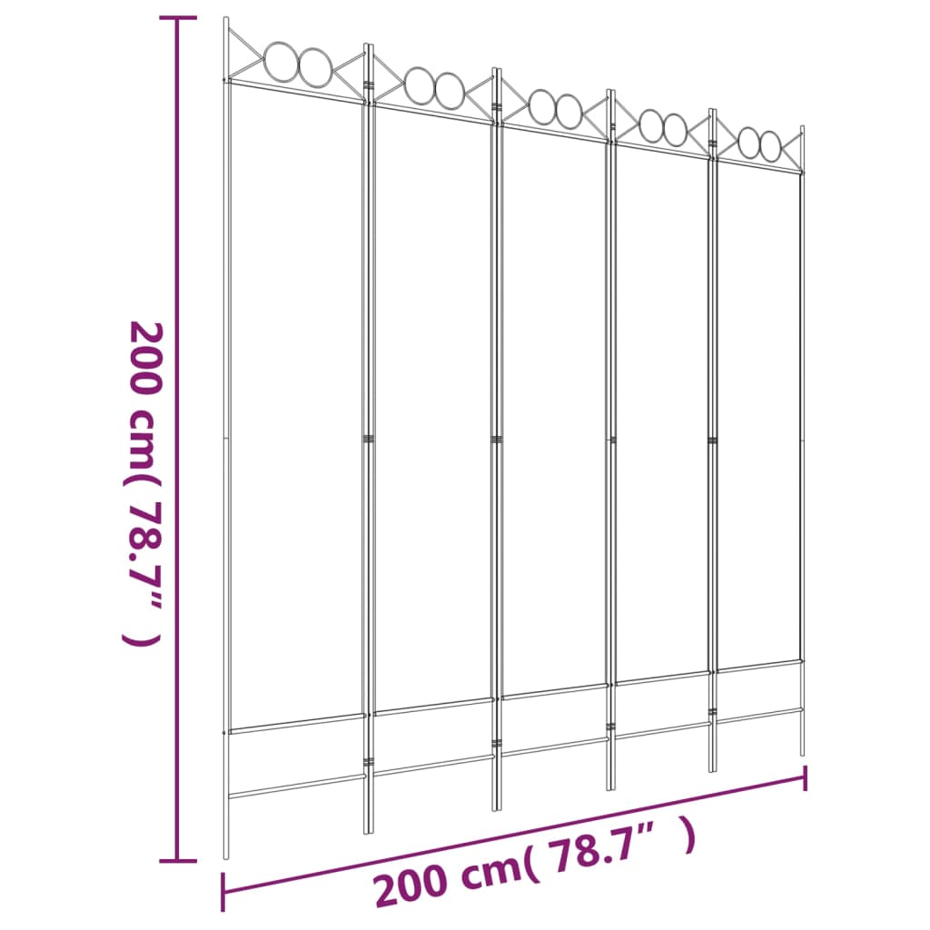 Kamerscherm met 5 panelen 200x200 cm stof antracietkleurig is nu te koop bij PeponiXL, paradijselijk wonen!
