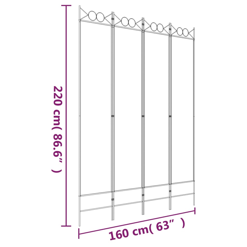 Kamerscherm met 4 panelen 160x220 cm stof wit is nu te koop bij PeponiXL, paradijselijk wonen!