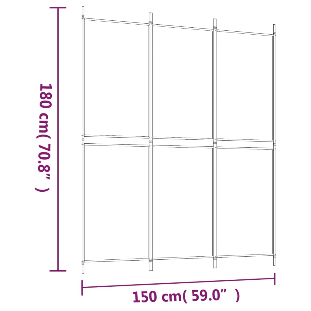Kamerscherm met 3 panelen 150x180 cm stof wit is nu te koop bij PeponiXL, paradijselijk wonen!