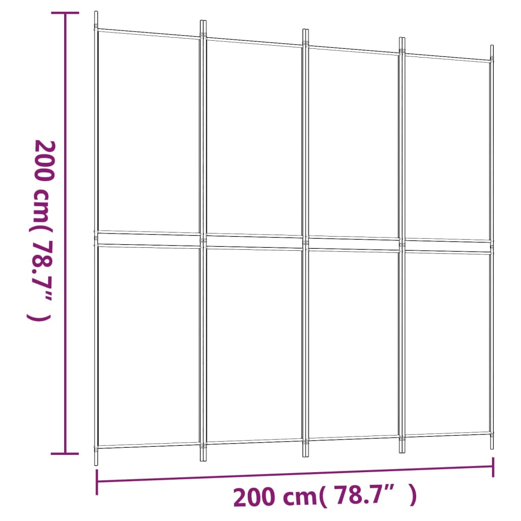 Kamerscherm met 4 panelen 200x200 cm stof antracietkleurig is nu te koop bij PeponiXL, paradijselijk wonen!
