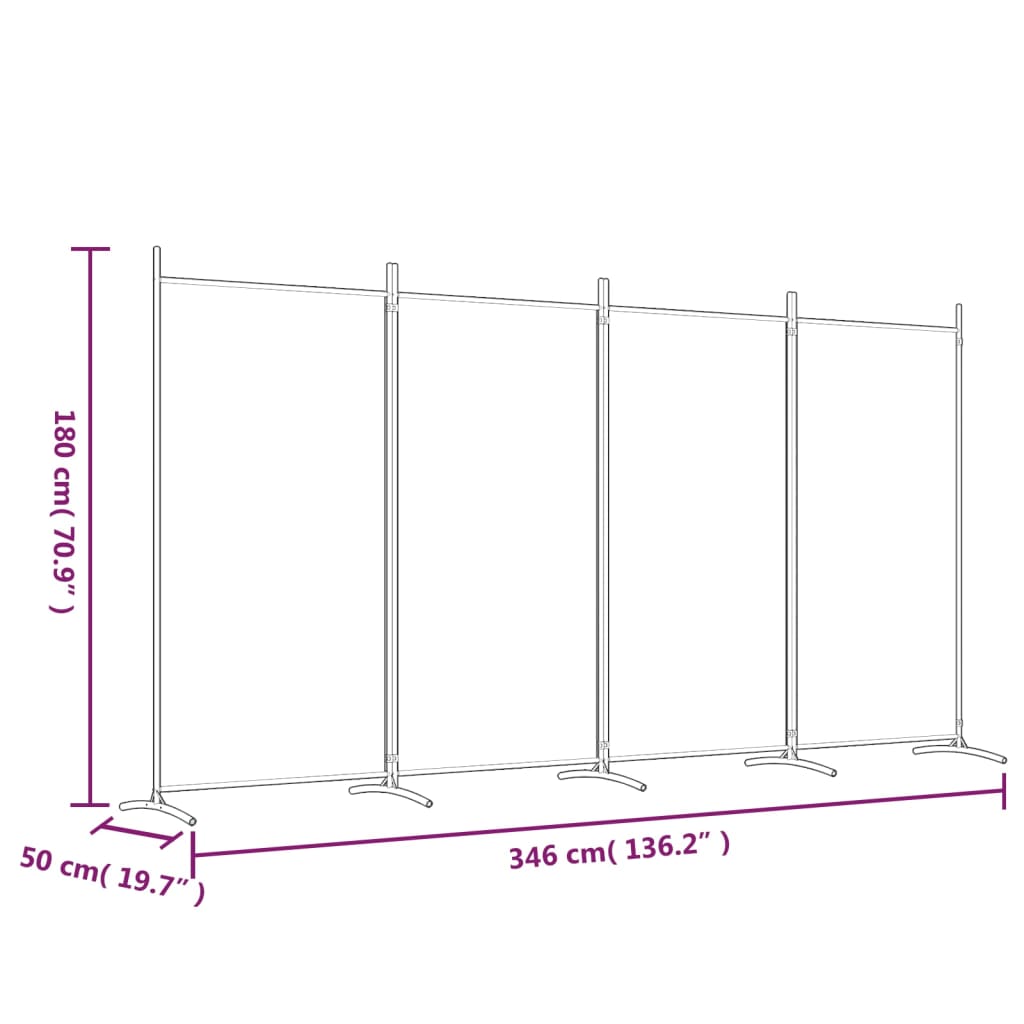 Kamerscherm met 4 panelen 346x180 cm stof bruin is nu te koop bij PeponiXL, paradijselijk wonen!