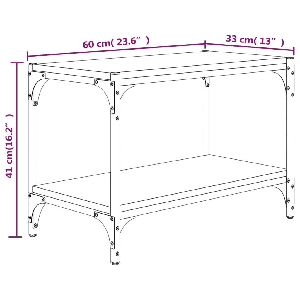 Tv-meubel 60x33x41 cm bewerkt hout en staal grijs sonoma eiken is nu te koop bij PeponiXL, paradijselijk wonen!