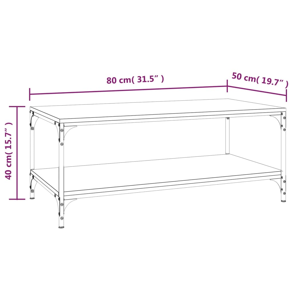Salontafel 80x50x40 cm bewerkt hout bruin eikenkleur is nu te koop bij PeponiXL, paradijselijk wonen!