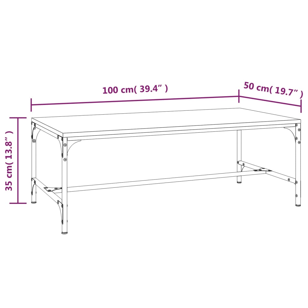 Salontafel 100x50x35 cm bewerkt hout grijs sonoma is nu te koop bij PeponiXL, paradijselijk wonen!