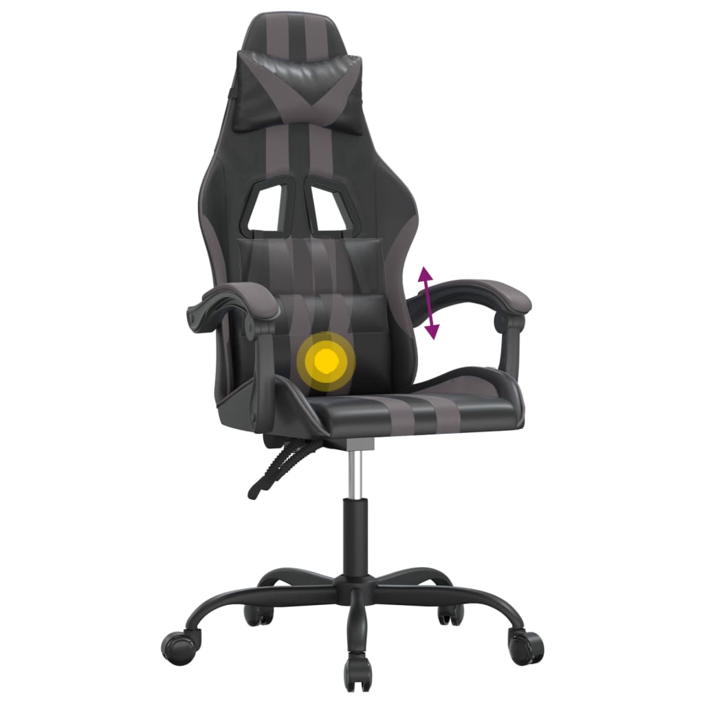 Gamestoel draaibaar kunstleer zwart en grijs is nu te koop bij PeponiXL, paradijselijk wonen!
