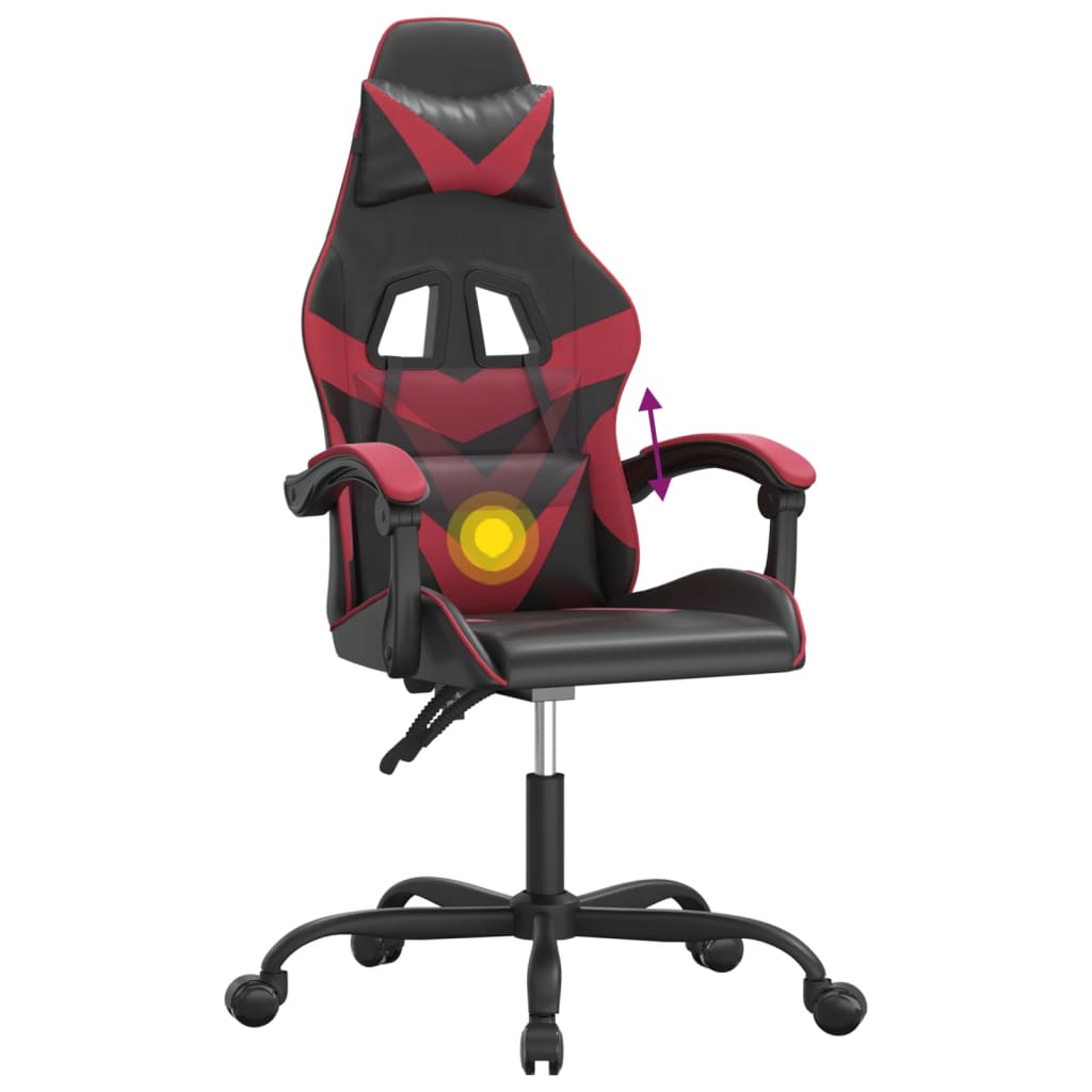 Gamestoel draaibaar kunstleer zwart en wijnrood is nu te koop bij PeponiXL, paradijselijk wonen!